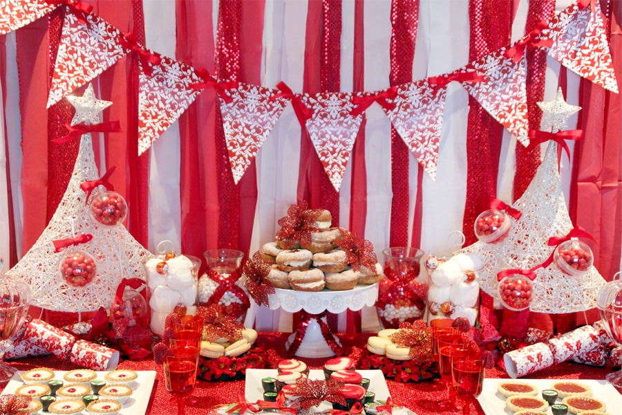 Red and White Holiday Dessert Table - Pretty My Party