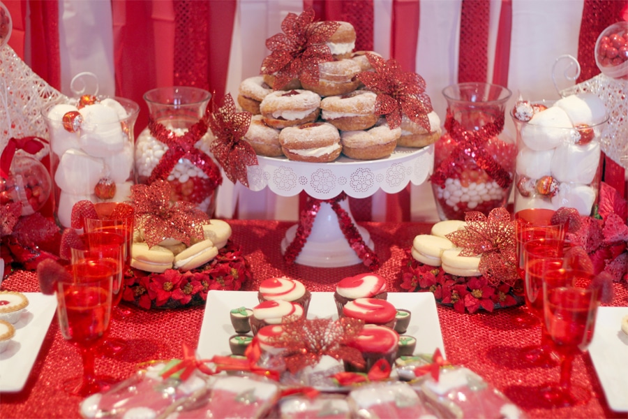 Red and White Holiday Dessert Table - Pretty My Party