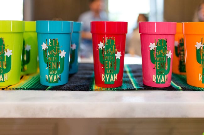 Fiesta Wedding Shower Cups, Personalized Plastic Cups, Fiesta