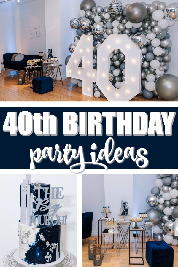 Navy Blue and Silver 40th Birthday Party - Pretty My Party