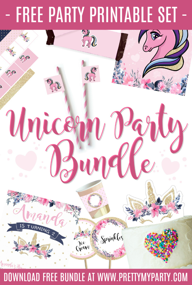 Unicorn Party Supplies Printables, Party Kit, Unicorn Party Decorations  Package, Unicorn Birthday, Rainbow, Baby Shower, INSTANT DOWNLOAD 
