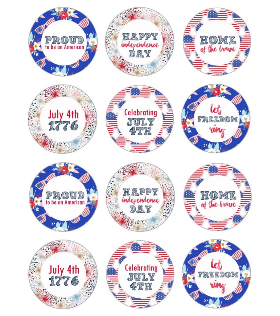 Free printable cupcake toppers for your 4th of July party on www.prettymyparty.com