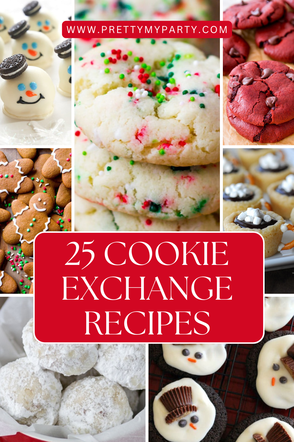 25 Best Christmas Cookie Exchange Recipes on www.prettymyparty.com. #holidaycookierecipes #christmascookierecipes #christmascookies #holidaycookies #cookieexchange