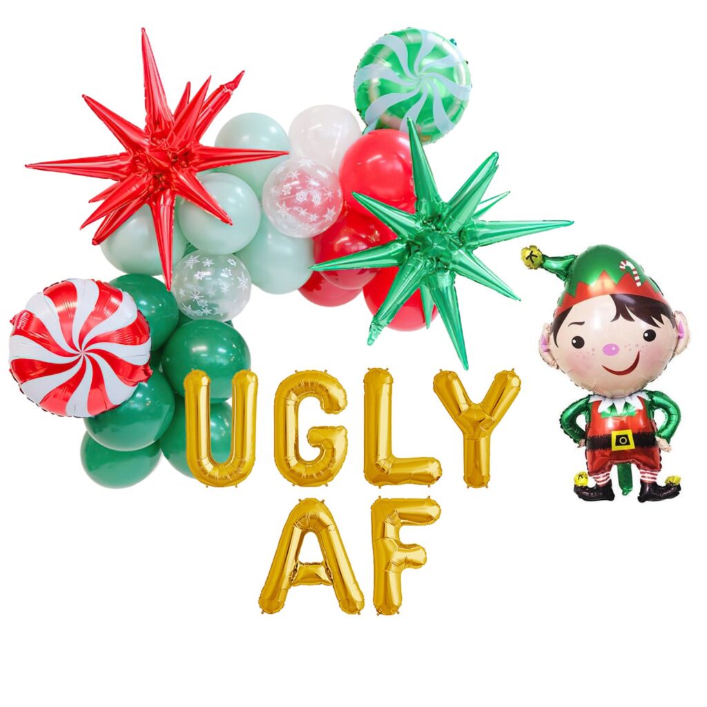 Ugly AF Balloon decor for your ugly sweater party