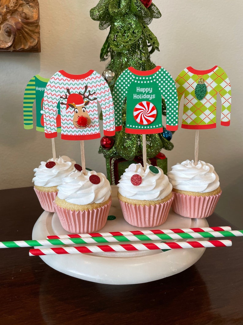 Ugly Sweater Cupcake Toppers