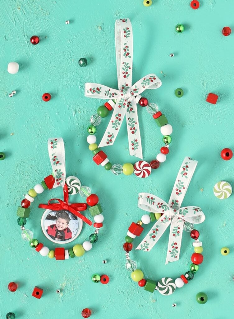 DIY Beaded Wreath Ornaments For Kids