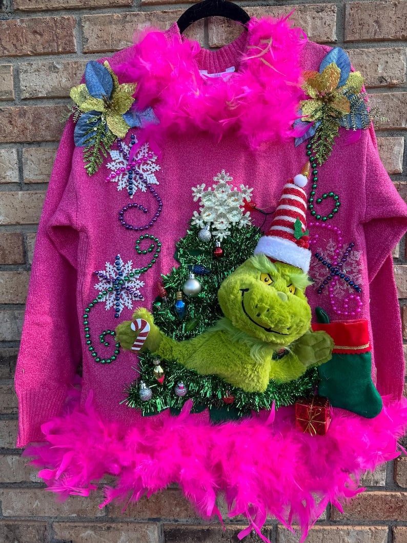 Pink Grinch Ugly Christmas Sweater