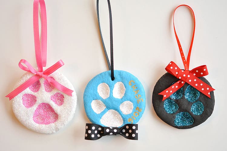 Puppy paw print salt dough ornament keepsake