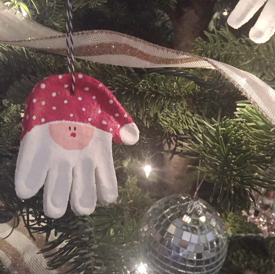 Salt dough Santa hand ornament keepsake