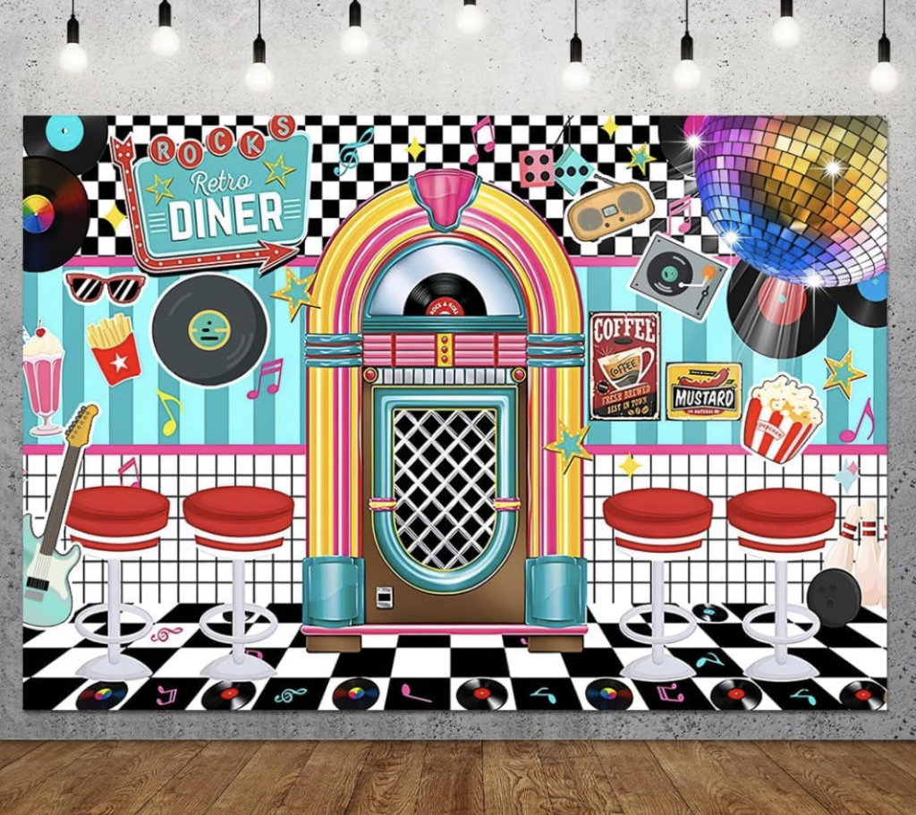 Retro Diner Party Backdrop